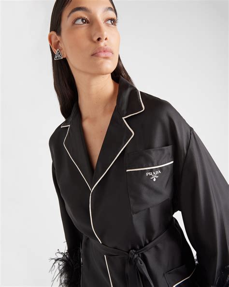 robe prada noir transparent|Black Silk Twill Robe .